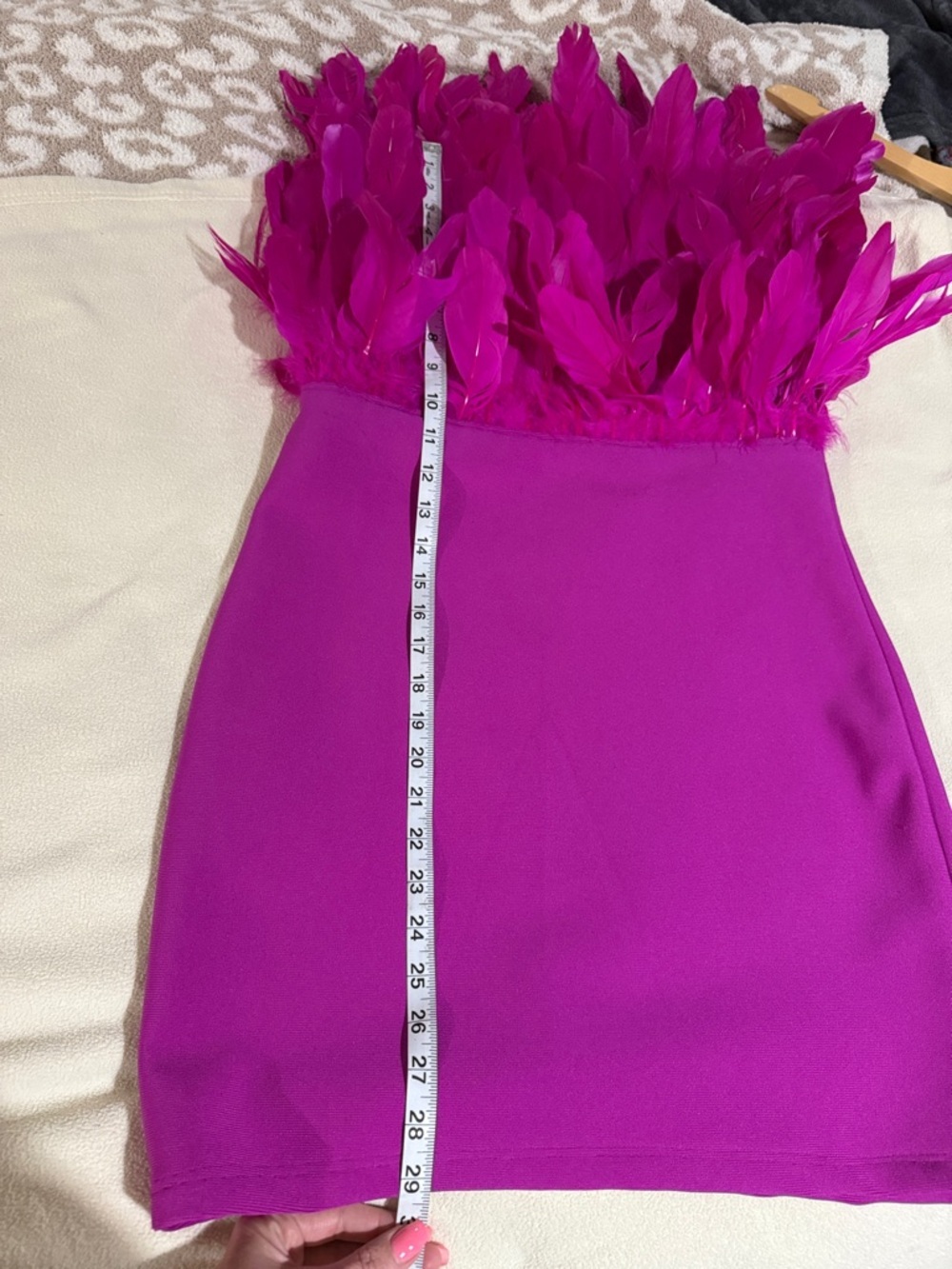 Fashion Nova luxe Hot Pink Feathered Mini Dress bandage Marianna - Picture 6 of 9